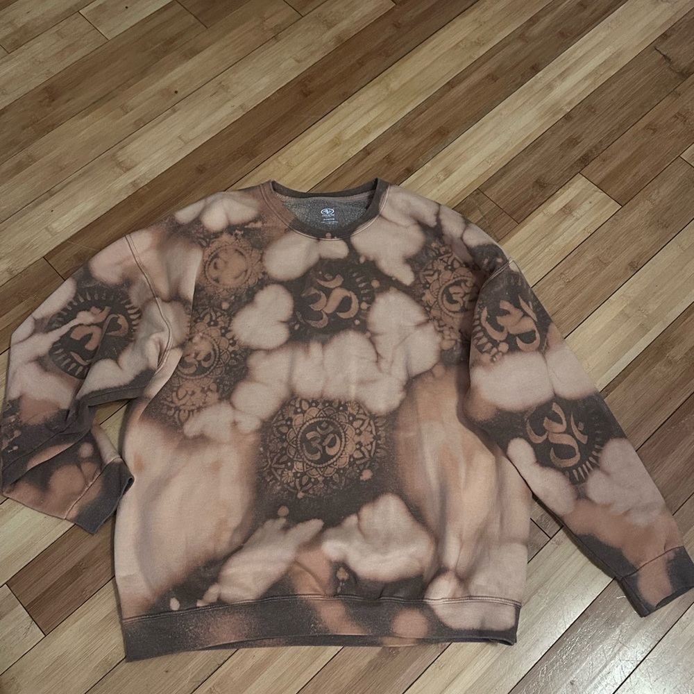 HAND MADE UNIQUE Women's Brown Tie-Dye Crewneck Sweater